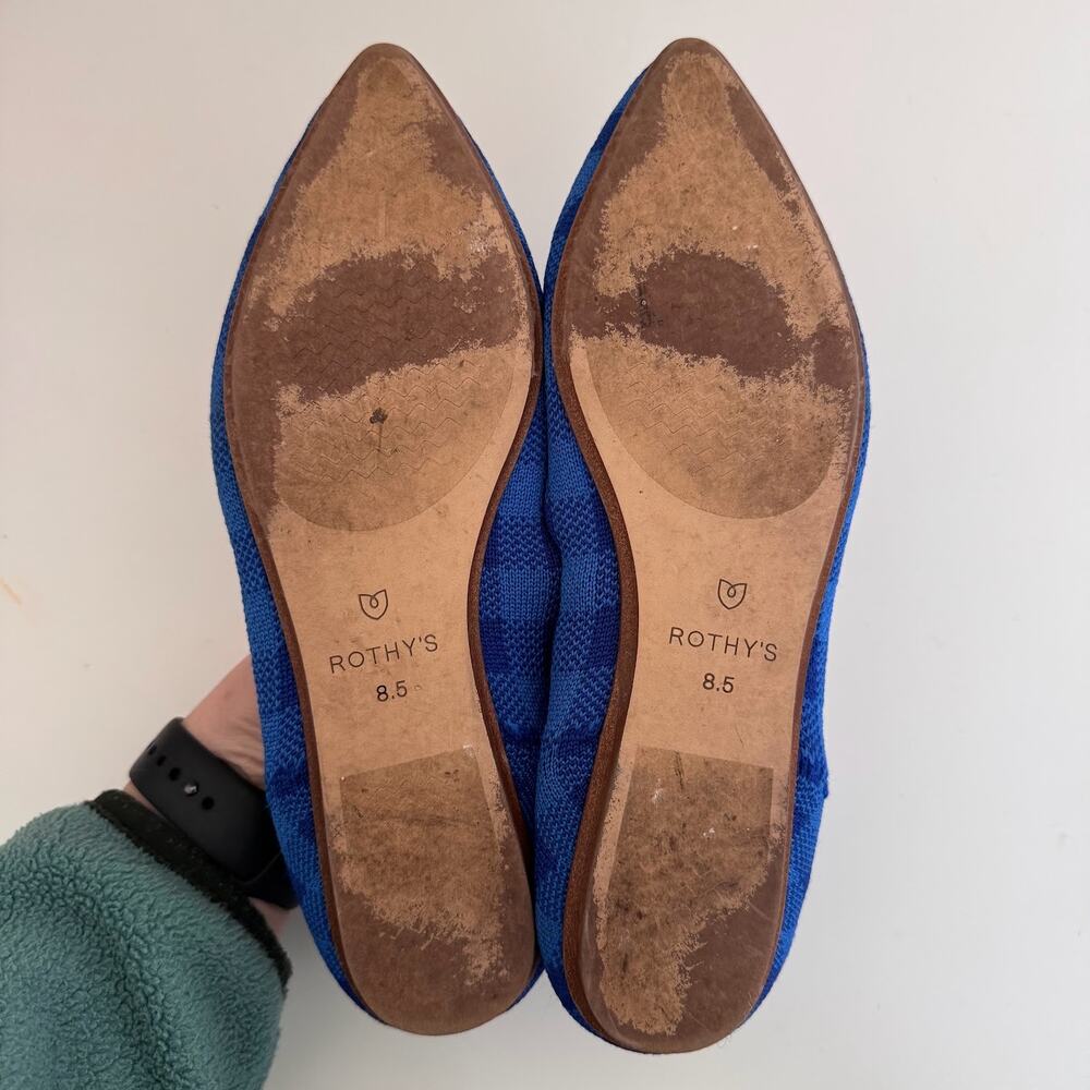 Rothy's Limited Edition Lazuli Blue Gingham Plaid Pointed Toe Loafers - Picture 4 of 5